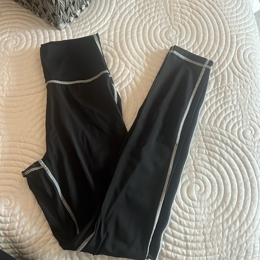 We Wore What High rise black legging, white stitching